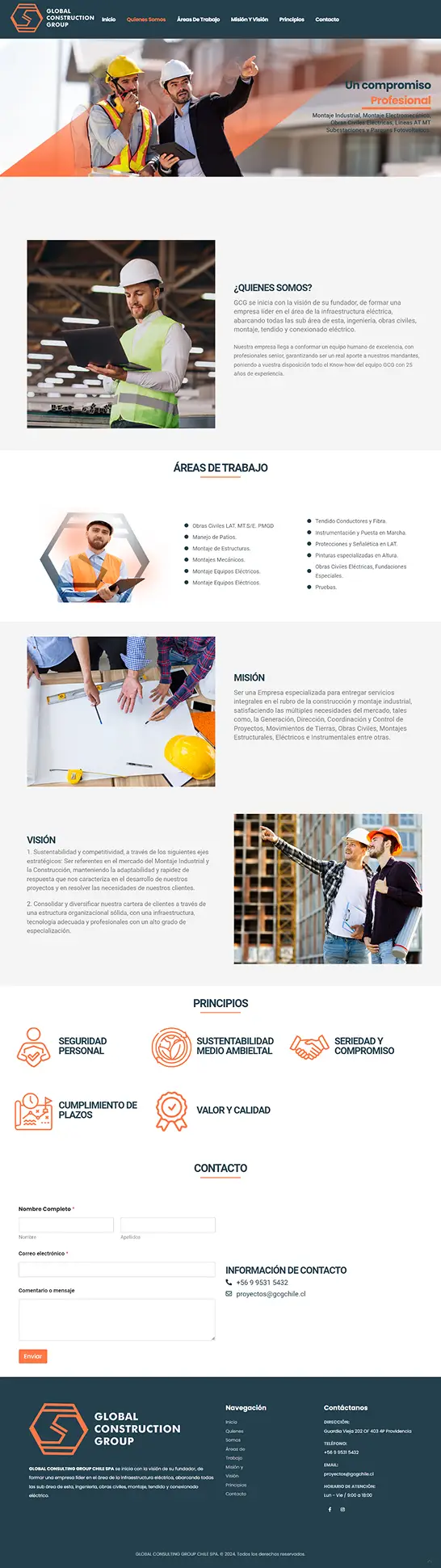 Diseño Web Profesional para Constructora GCG Chile